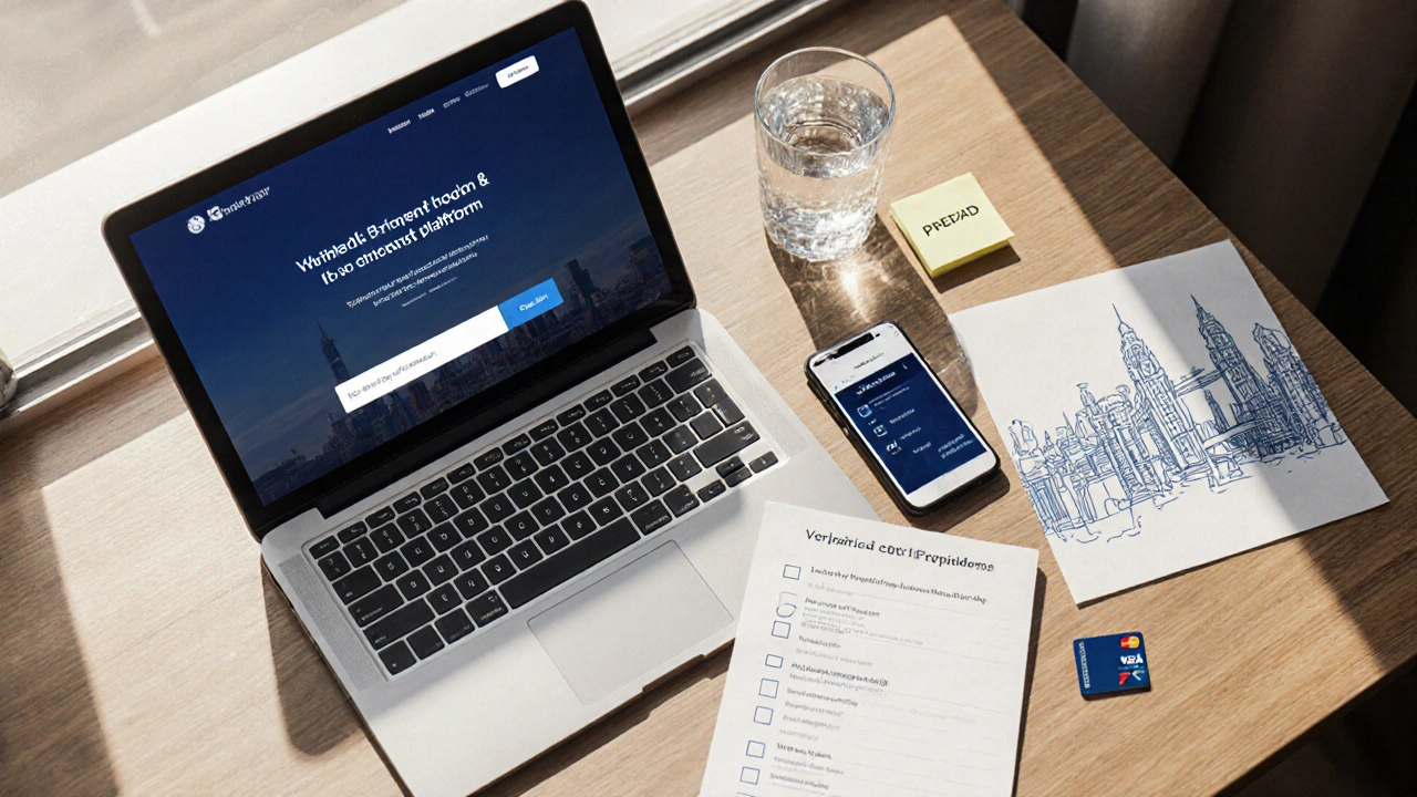 Workspace with laptop, checklist, phone, and payment tools for safe booking.