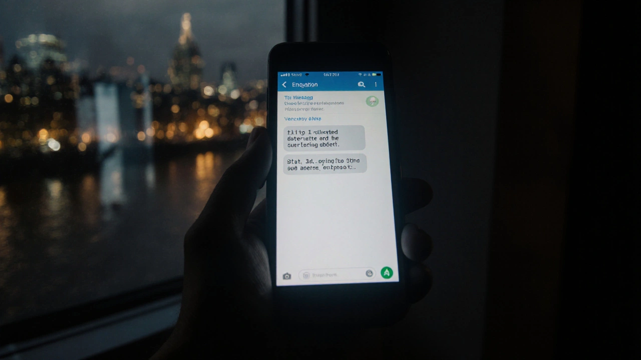 A smartphone screen showing a polite message about companionship in a secure app.