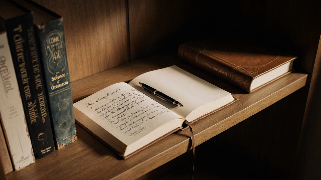 Bookshelf with intimacy-focused books and a journal on consent.