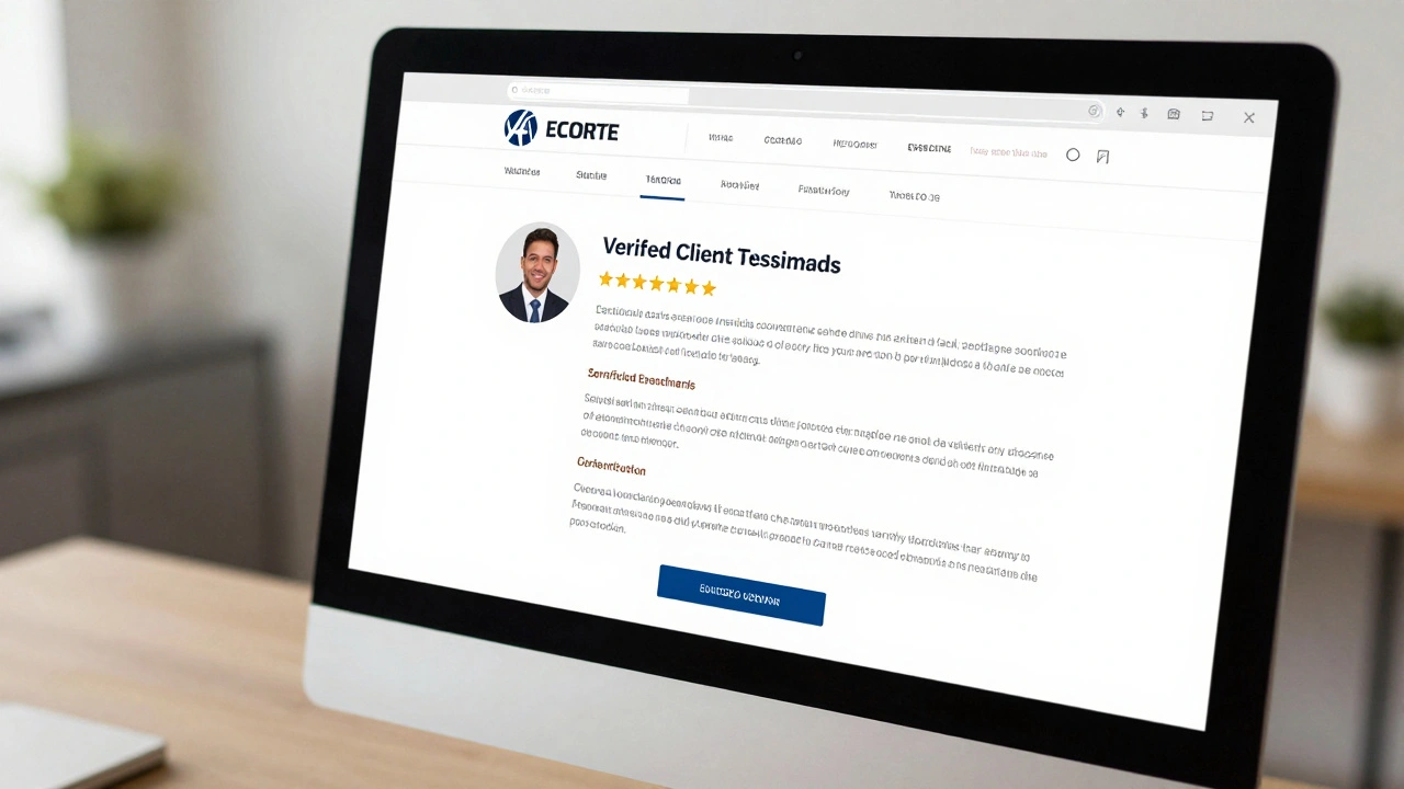 Professional escort website showing clear service descriptions and secure payment options.