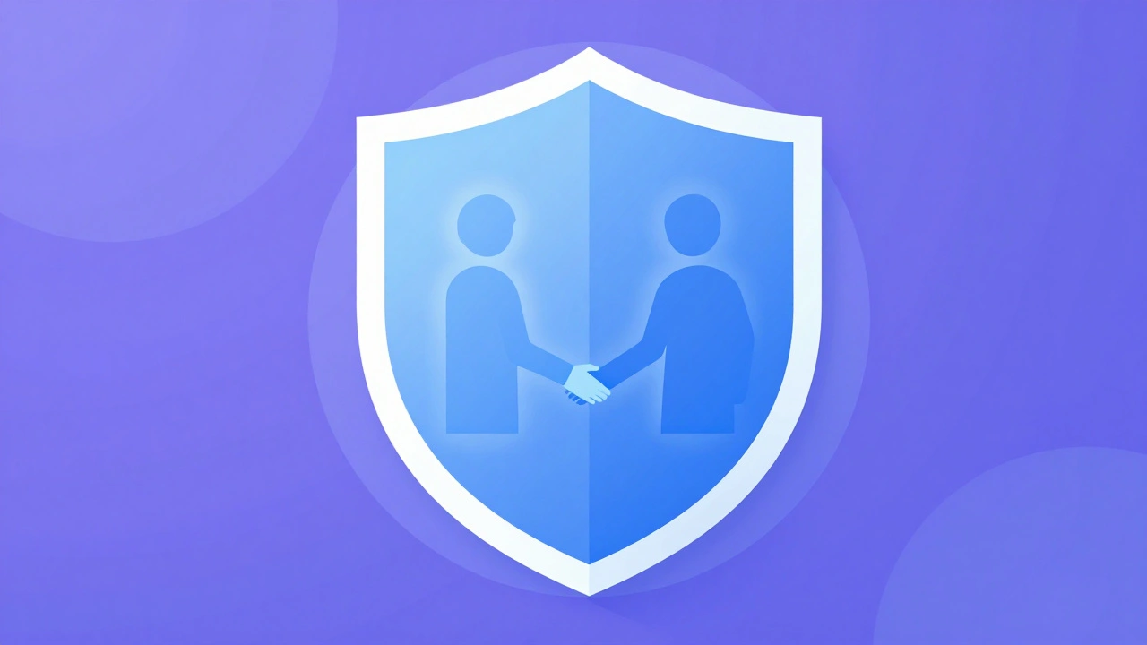 Abstract art showing safety symbols and mutual agreement.