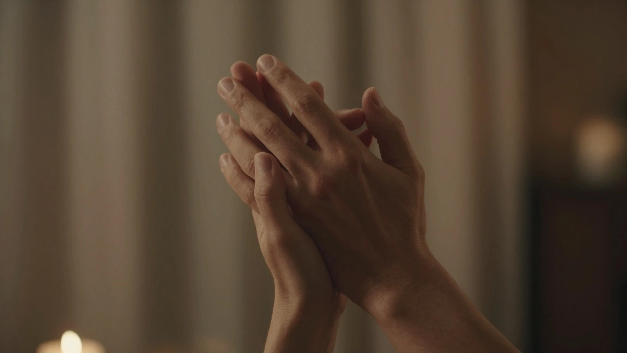 Gentle hands held together in warm light, symbolizing connection without showing faces.